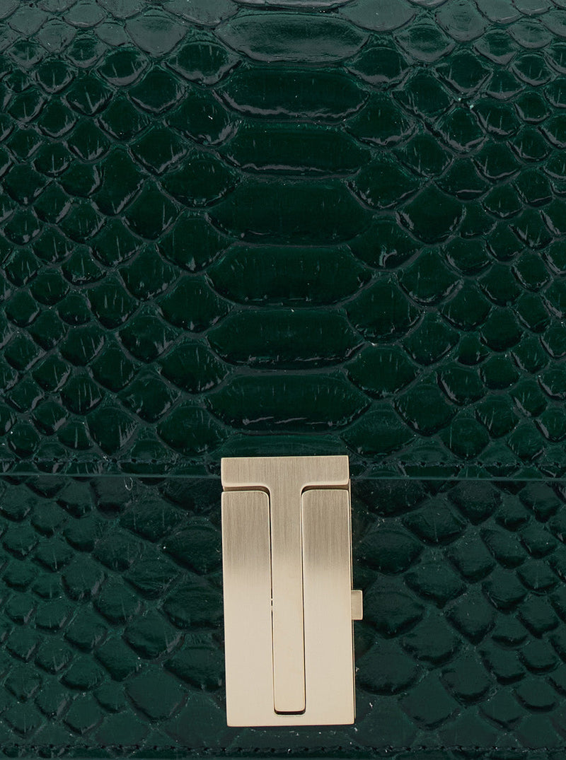 Tom Ford Python-Textured Calf Leather Crossbody Bag — Green