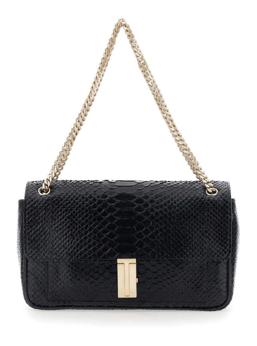 Tom Ford Snake-Effect Calf Leather Crossbody Bag — Black