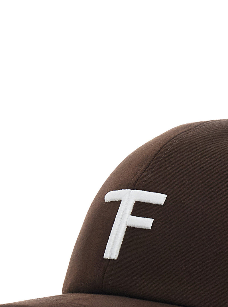 Tom Ford Mh005 Logo-Embroidered Cotton Baseball Cap — Brown Caps