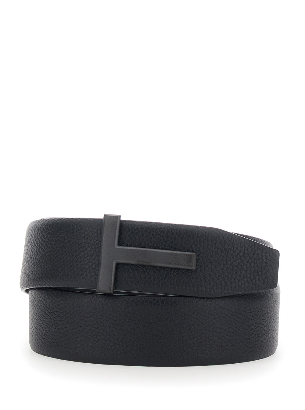 Tom Ford Icon T Belt — Black Calf Leather