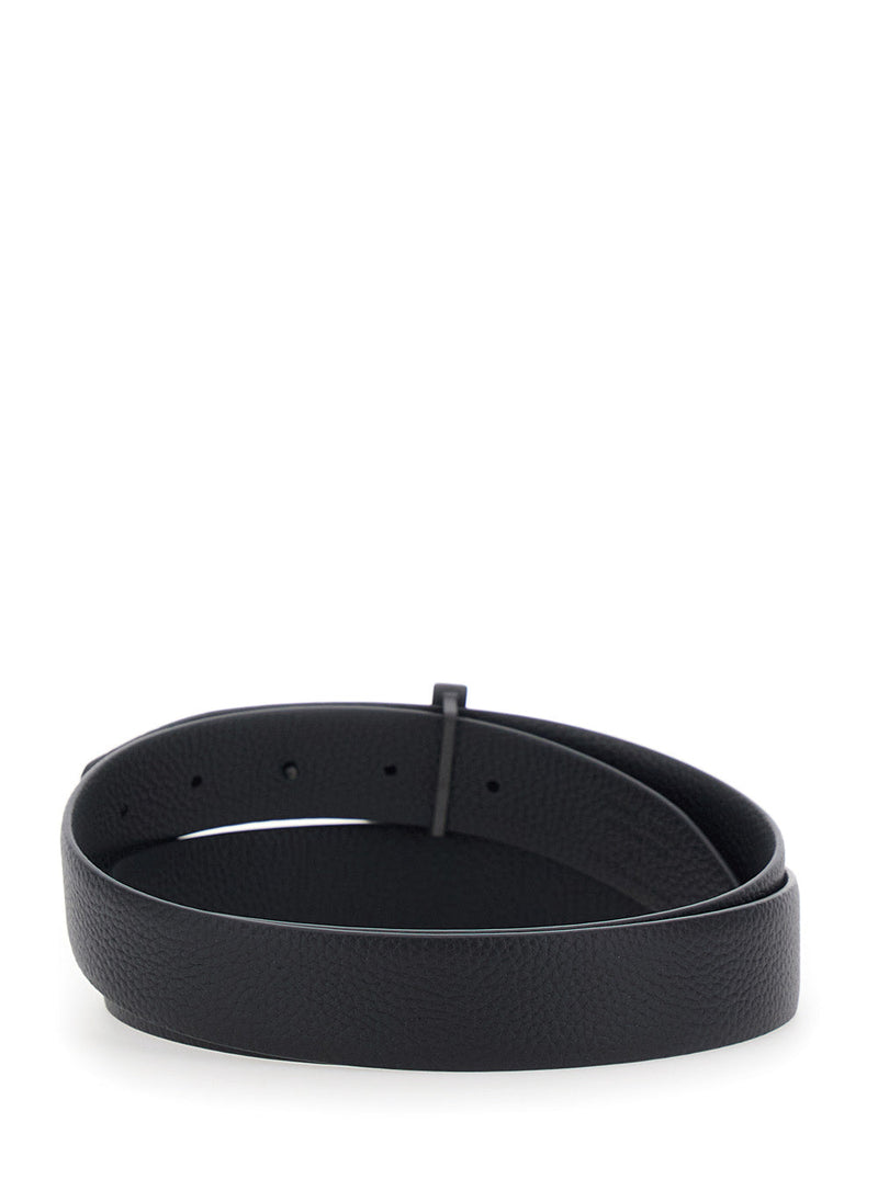 Tom Ford T-Buckle Leather Belt — Black Calf