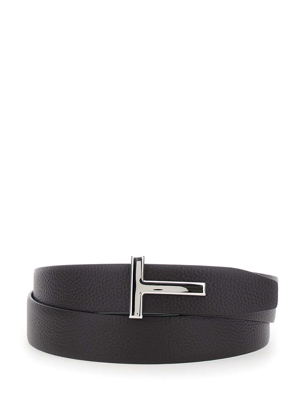 Tom Ford Leather T-Buckle Belt — Brown Calf