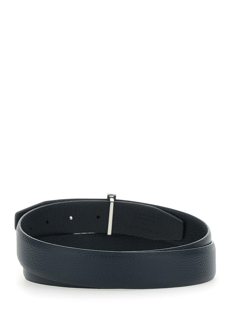 Tom Ford T-Buckle Reversible Leather Belt — Blue Calf
