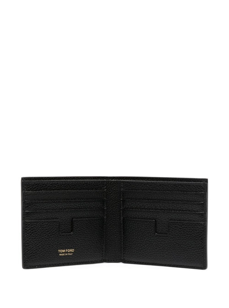 Tom Ford Leather Bi-Fold Wallet — Black Calf