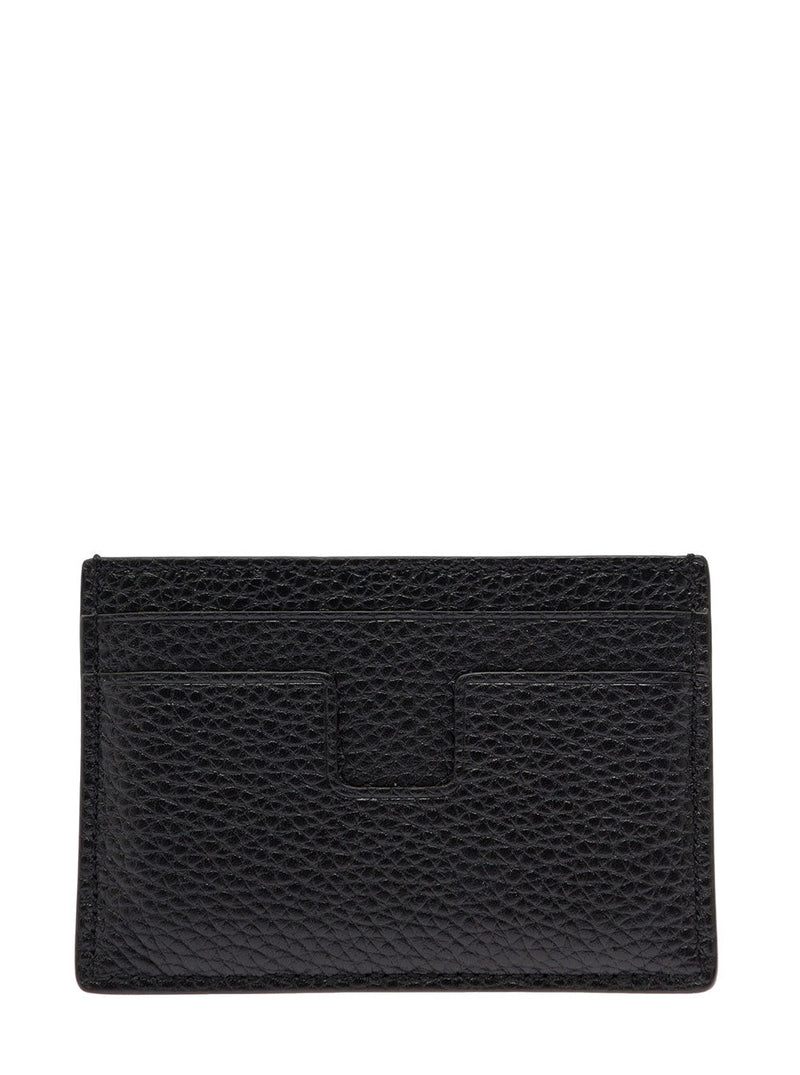 Tom Ford Grained Calfskin Card Case — Black Cases