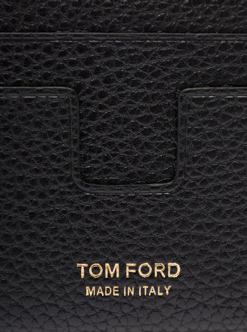 Tom Ford Grained Calfskin Card Case — Black Cases