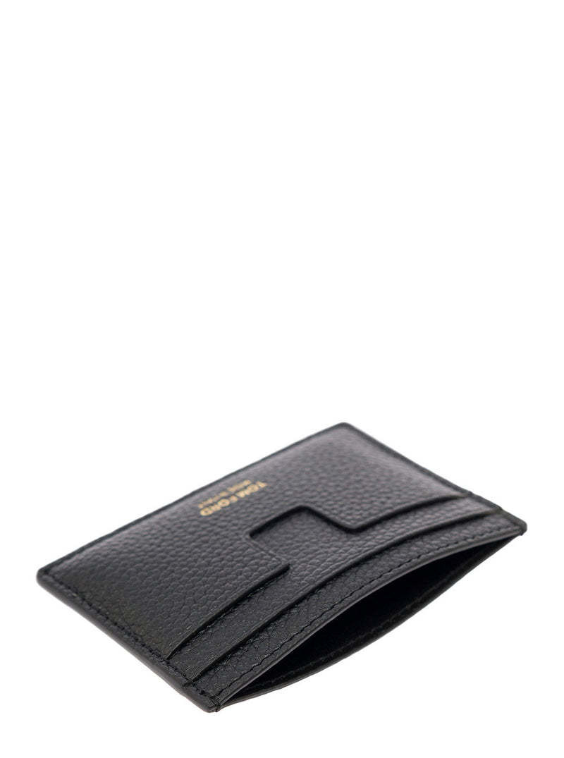 Tom Ford Grained Calfskin Card Case — Black Cases