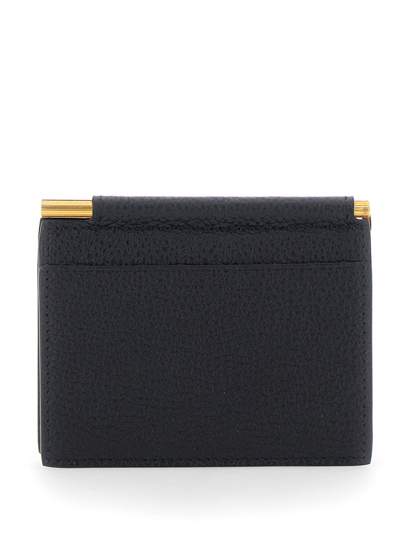 Tom Ford Bi-Fold Leather Wallet — Black Calf
