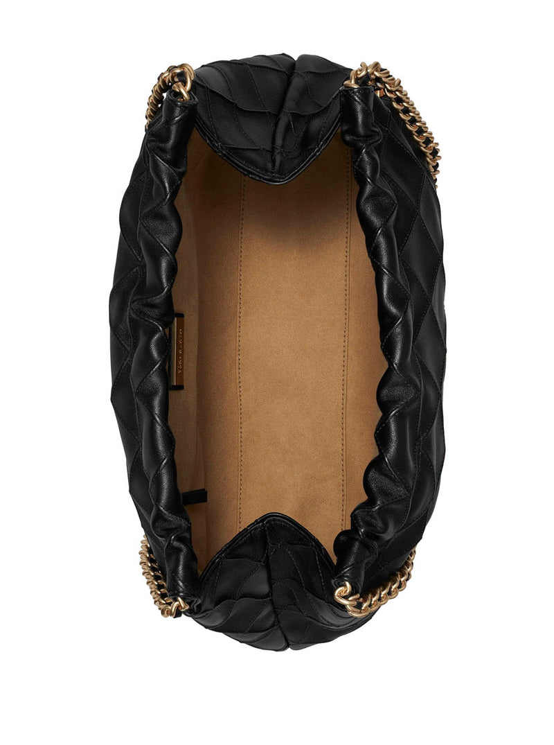Tory Burch Diamond-Quilted Lambskin Shoulder Bag — Black Lamb Leather