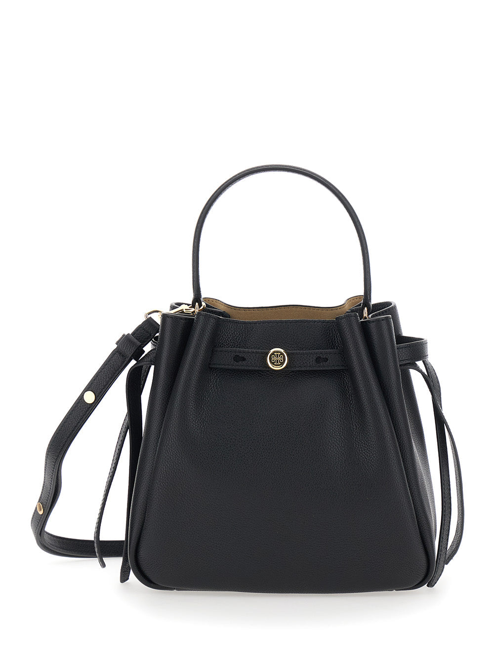 Tory Burch Grained Leather Bucket Bag — Black Cow