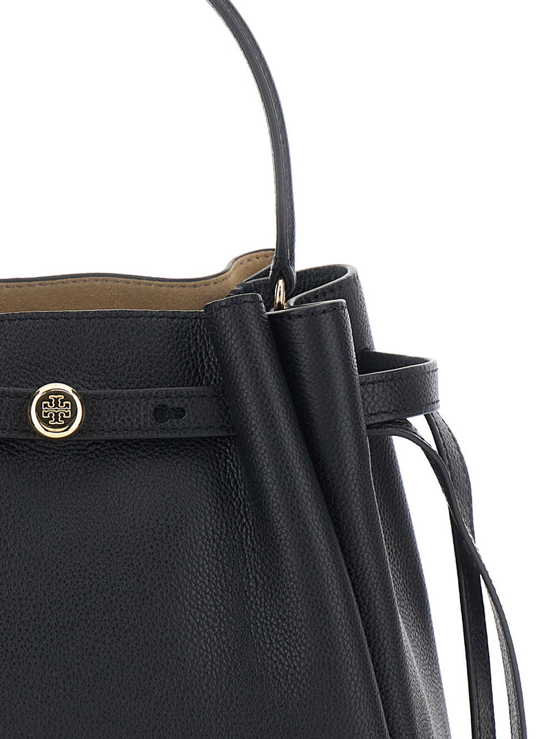 Tory Burch Grained Leather Bucket Bag — Black Cow