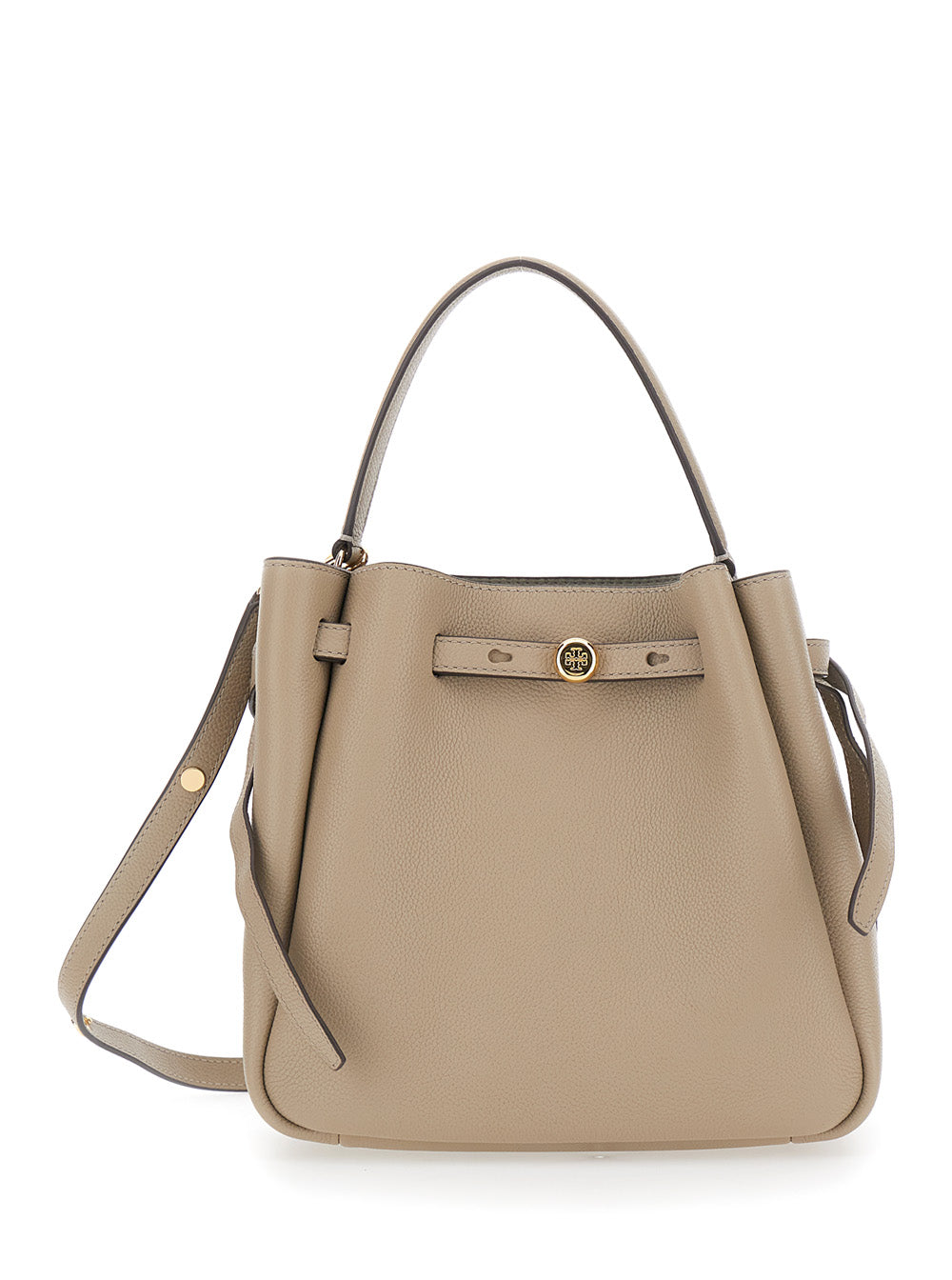 Tory Burch Romy Bucket Bag — Beige Cowhide Leather