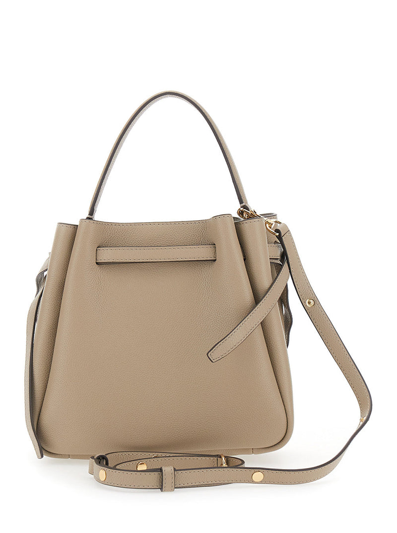 Tory Burch Romy Bucket Bag — Beige Cowhide Leather