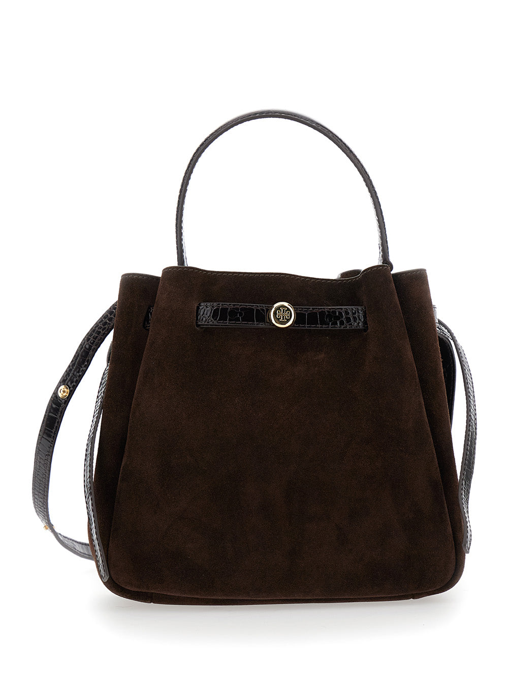 Tory Burch Romy Bucket Bag — Brown Calf Leather