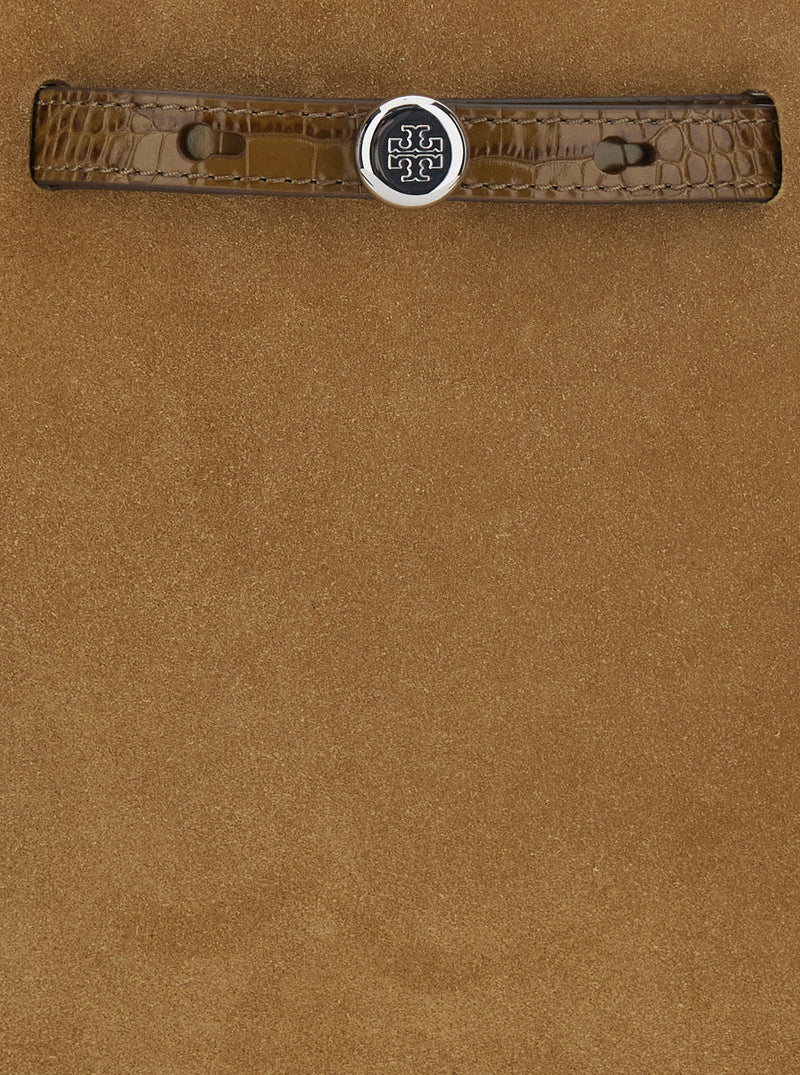 Tory Burch Romy Bucket Bag — Beige Calf Leather