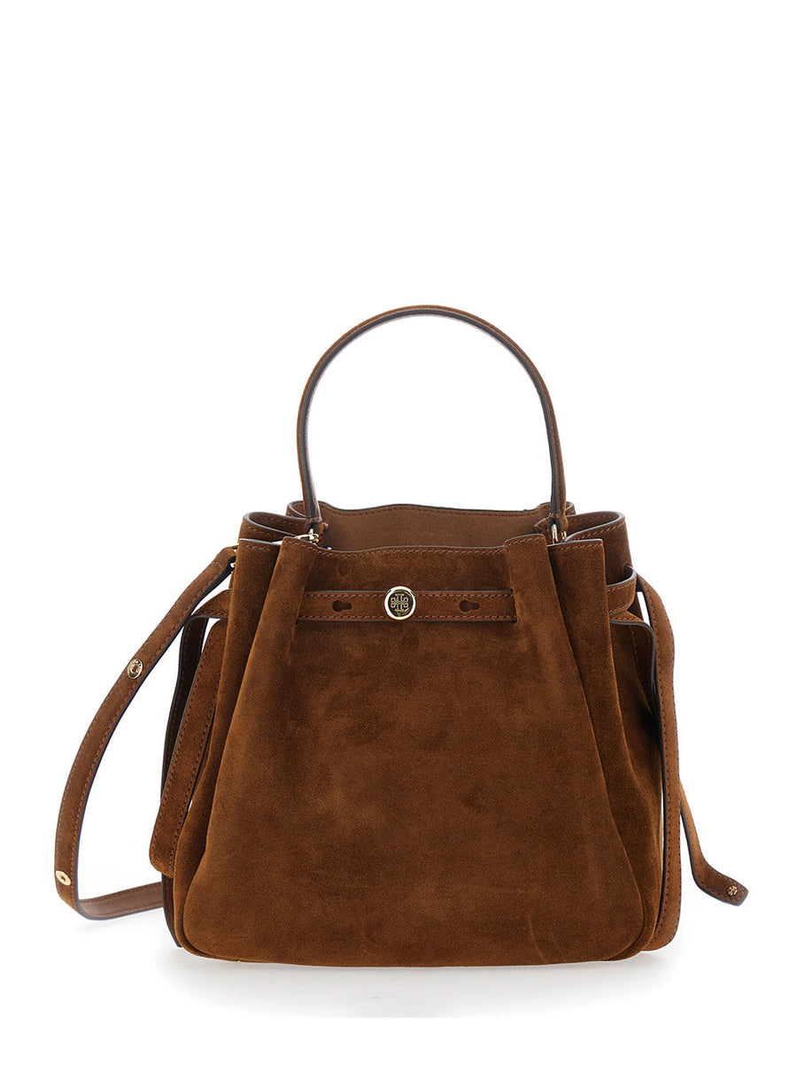 Tory Burch Romy Bucket Bag — Brown Calf Leather