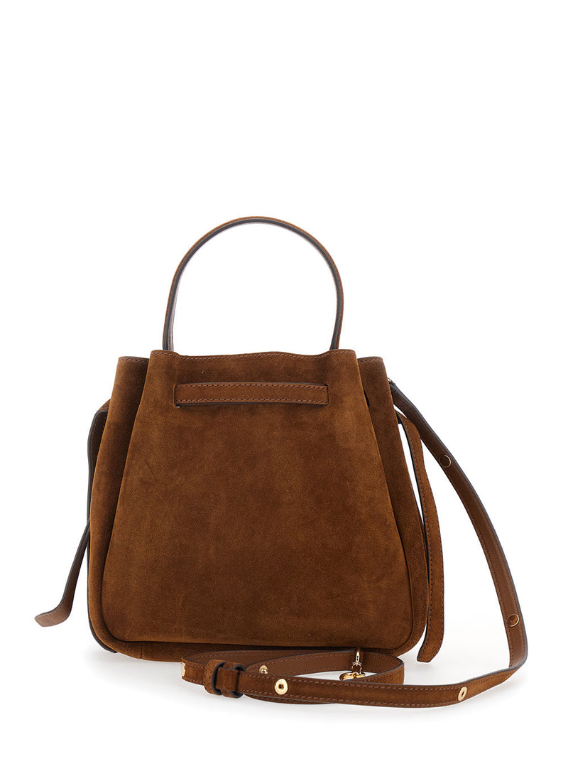 Tory Burch Romy Bucket Bag — Brown Calf Leather