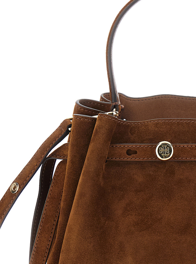 Tory Burch Romy Bucket Bag — Brown Calf Leather