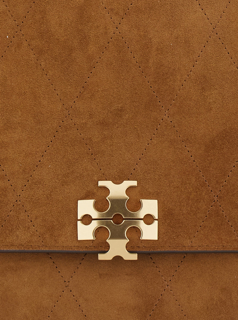 Tory Burch Charlie Shoulder Bag — Brown Calf Suede