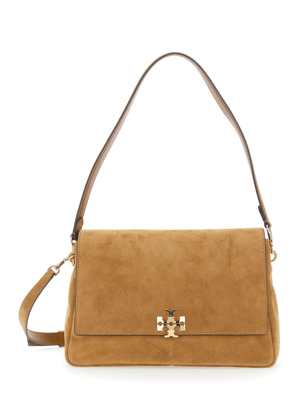 Tory Burch Charlie Shoulder Bag — Brown Suede