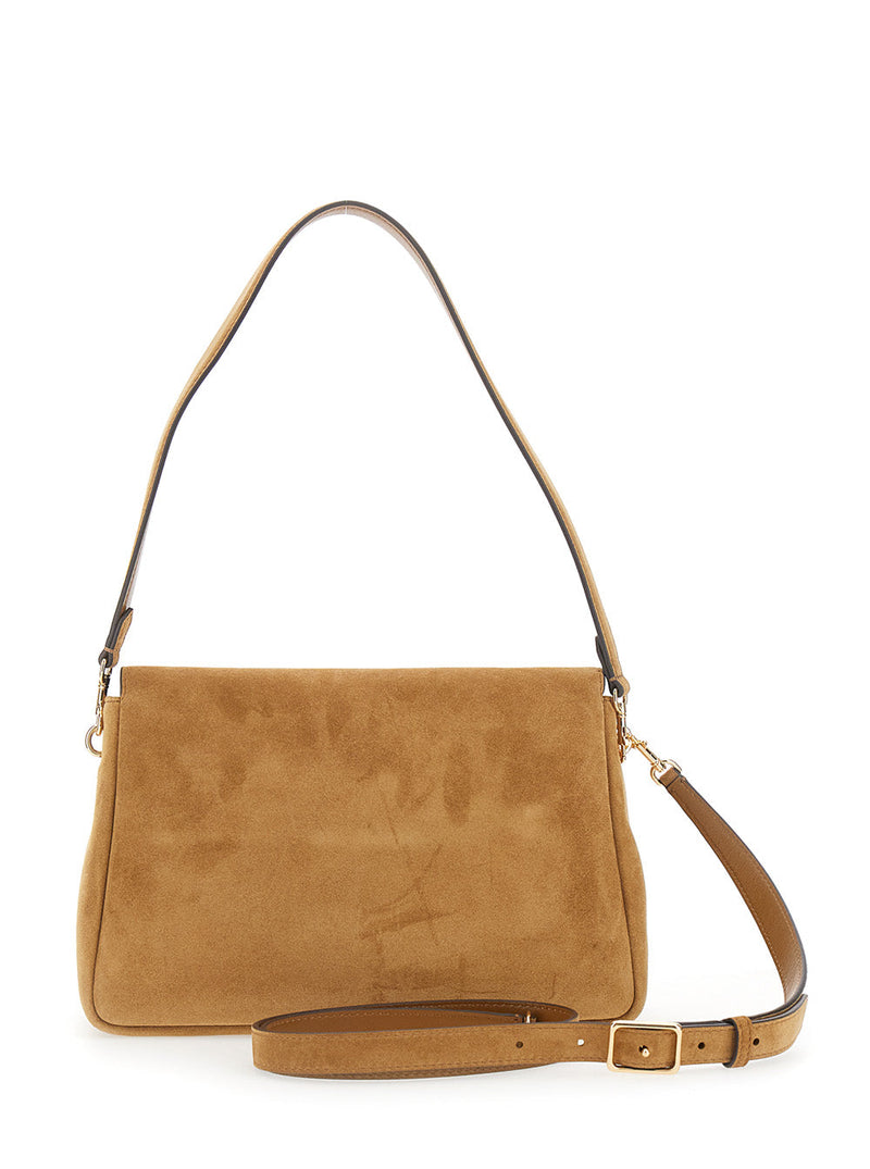 Tory Burch Charlie Shoulder Bag — Brown Suede