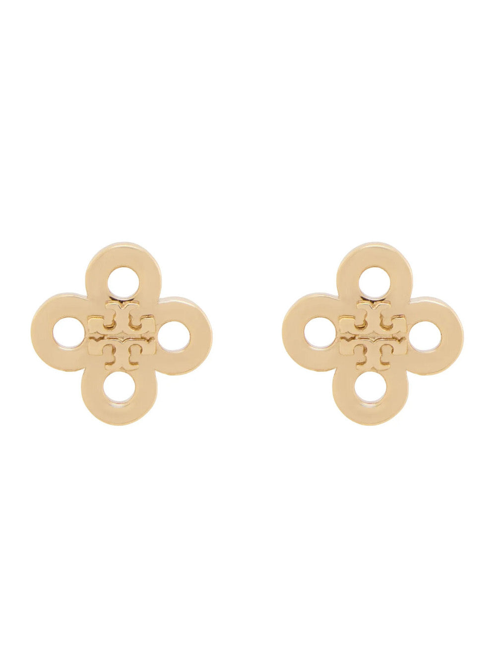 Tory Burch Forget Me Not Clover Earrings — Gold Metal