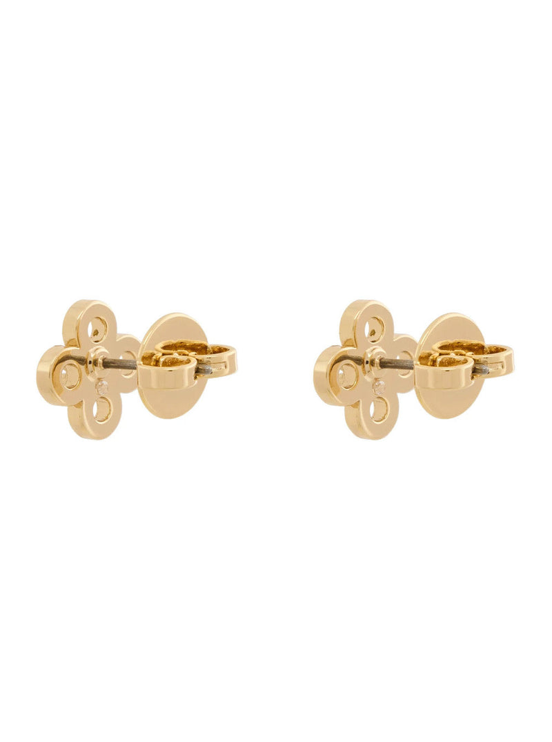 Tory Burch Forget Me Not Clover Earrings — Gold Metal