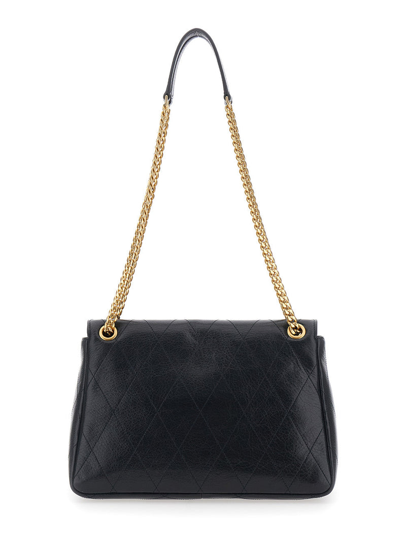 Tory Burch Charlie Shoulder Bag — Black Cow Leather