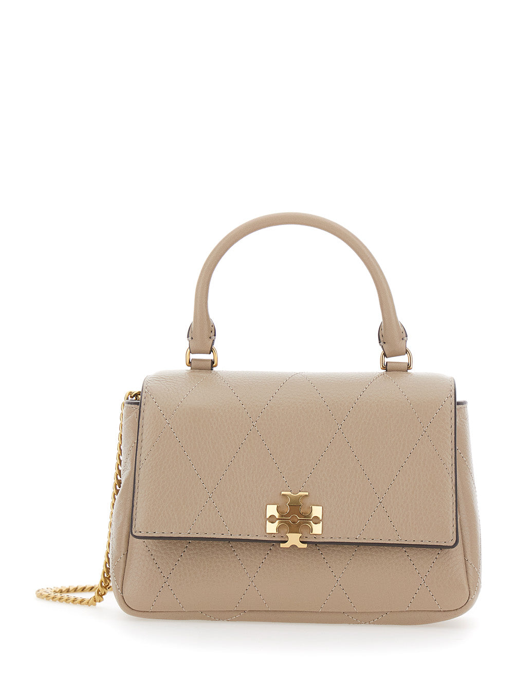 Tory Burch Mini Charlie Top Handle Bag — Beige Cow Leather