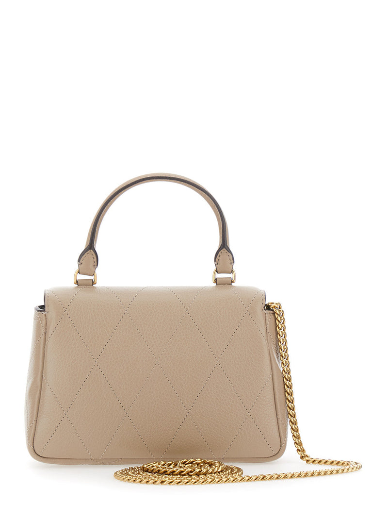 Tory Burch Mini Charlie Top Handle Bag — Beige Cow Leather