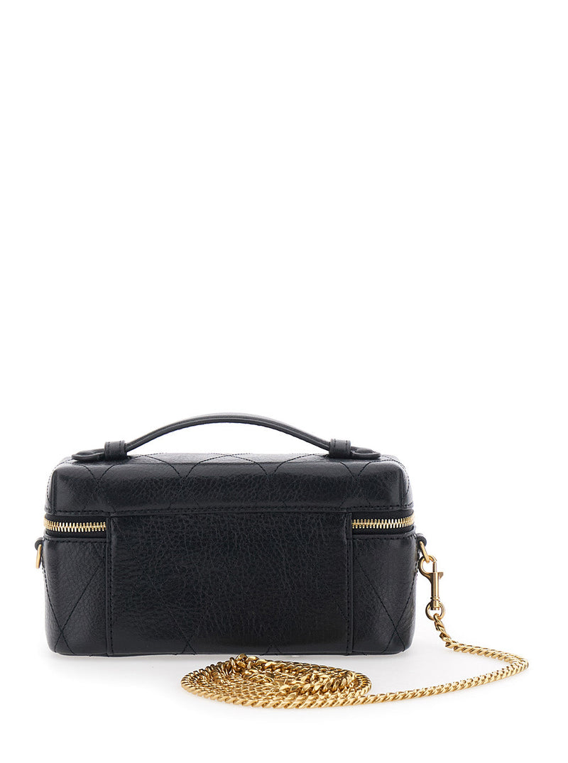 Tory Burch Charlie Vanity Case — Black Cow Leather Bag