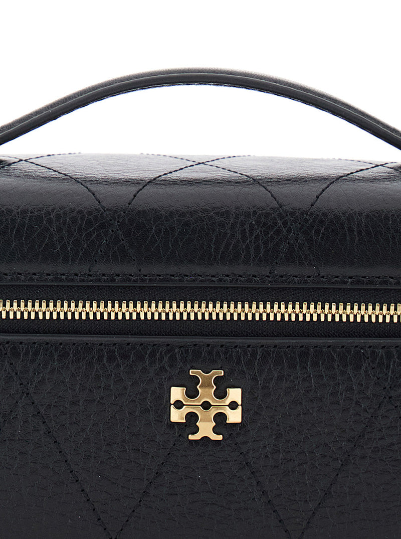 Tory Burch Charlie Vanity Case — Black Cow Leather Bag