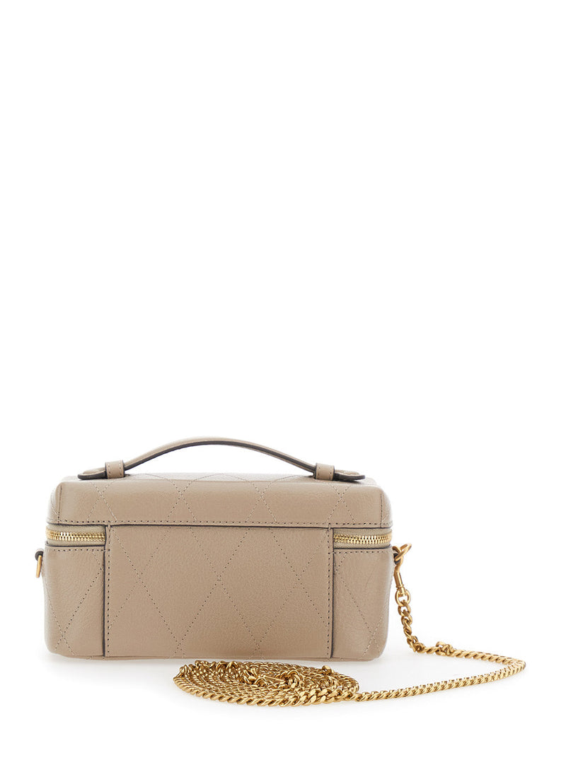 Tory Burch Charlie Vanity Case — Gray Cowhide Leather Bag