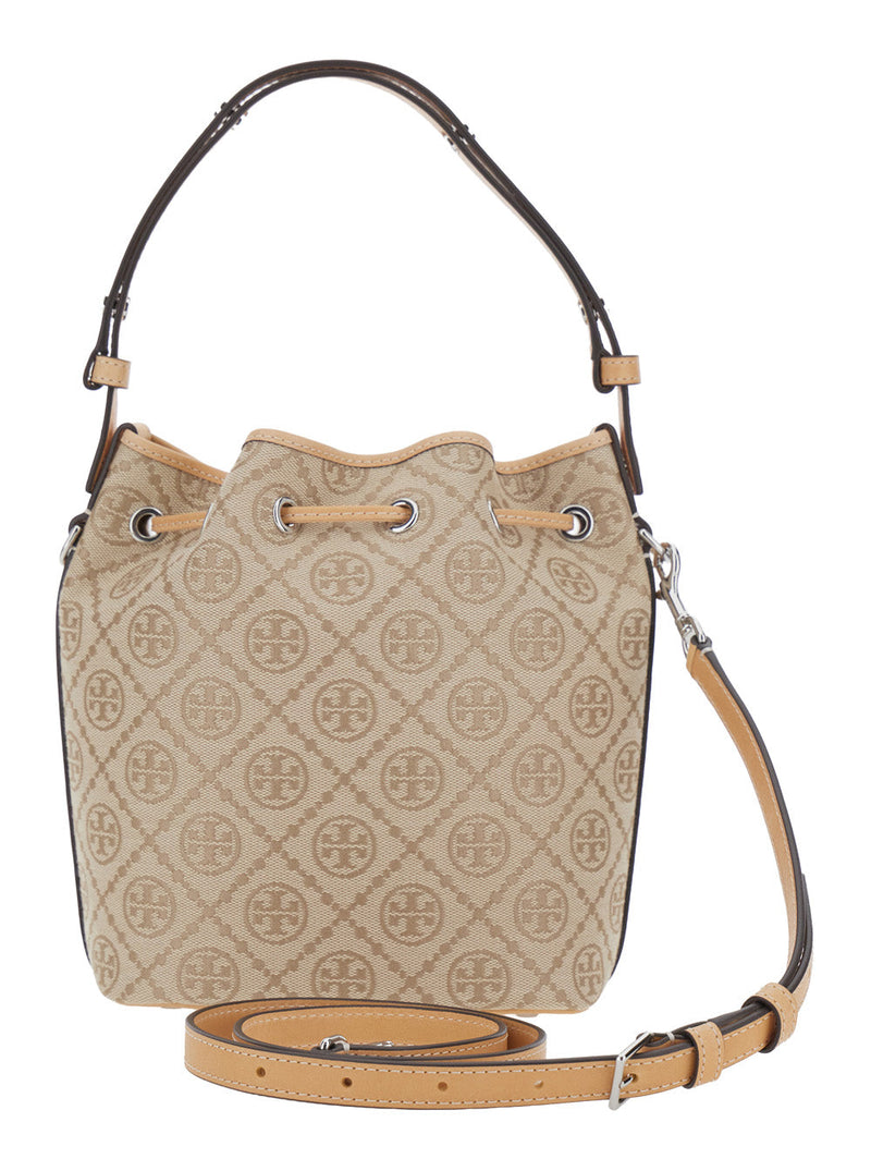 Tory Burch Bucket Bag — Beige Cotton Polyester