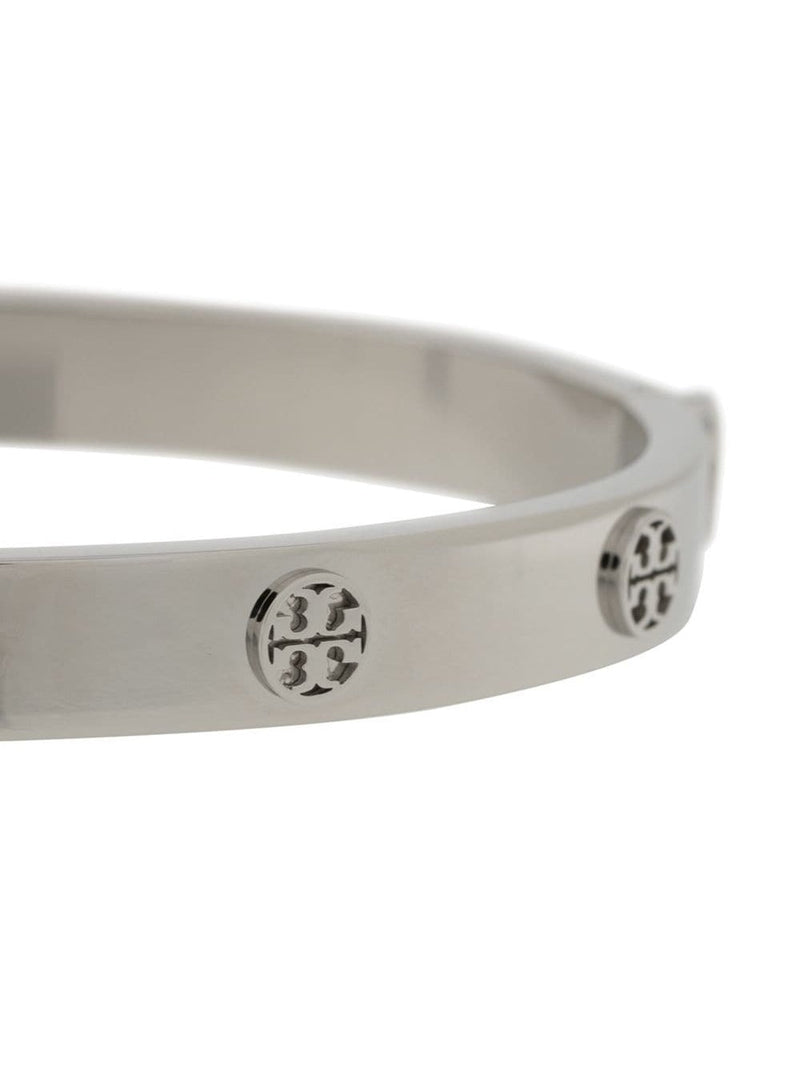 Tory Burch Engraved Logo Stainless Steel Bracelet — Silver Bracelets