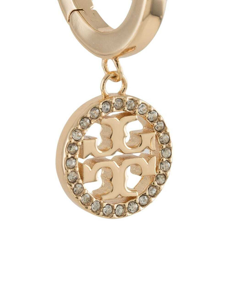 Tory Burch Logo-Embellished Hoop Earrings — Gold Brass