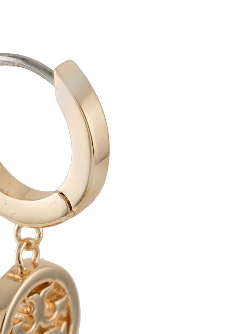 Tory Burch Logo-Embellished Hoop Earrings — Gold Brass