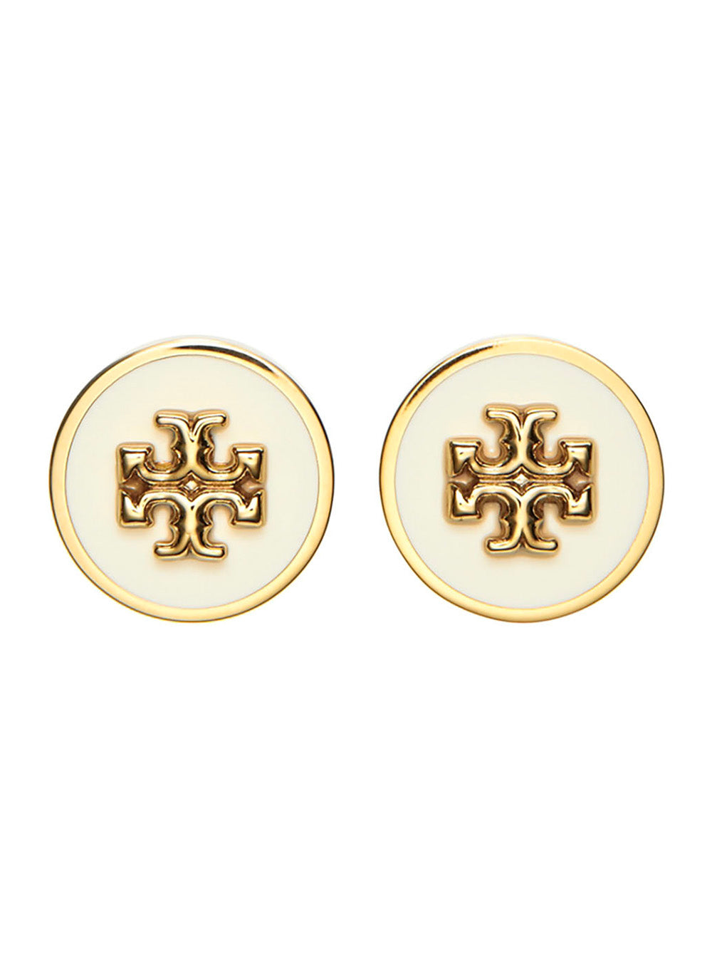 Tory Burch Double T Logo Earrings — Gold Brass
