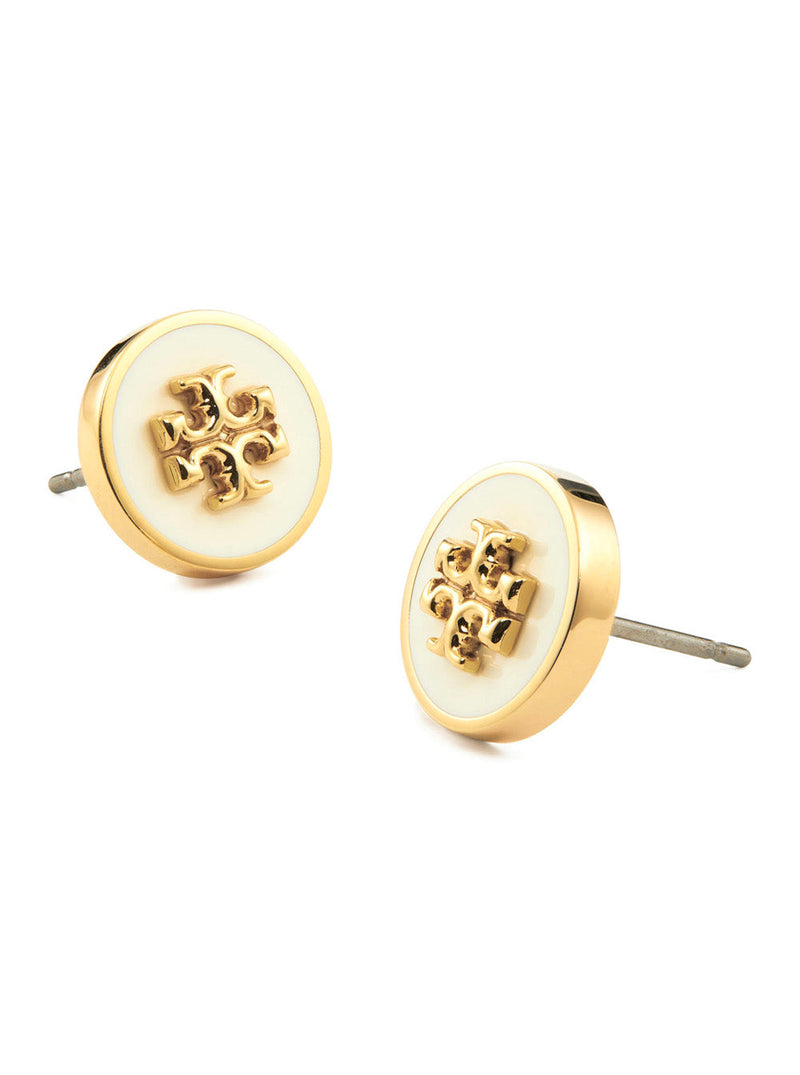 Tory Burch Double T Logo Earrings — Gold Brass