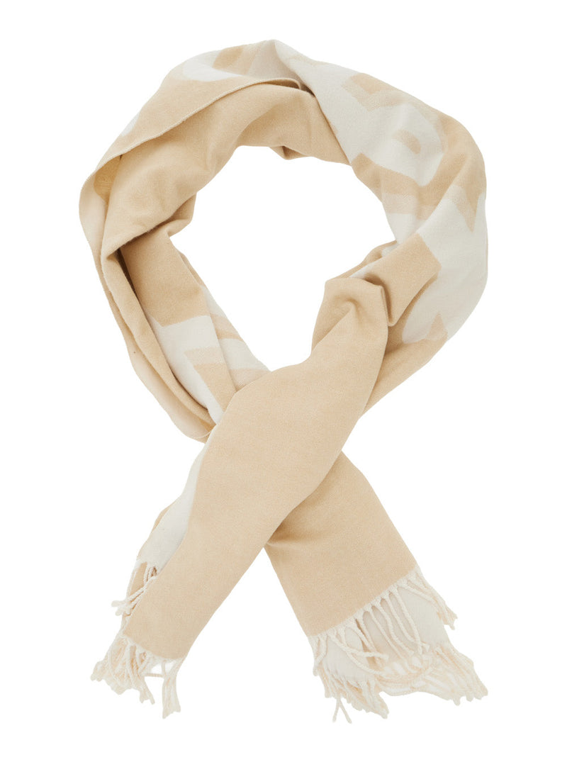 Twinset Geometric-Patterned Polyester Scarf — Beige Scarfs