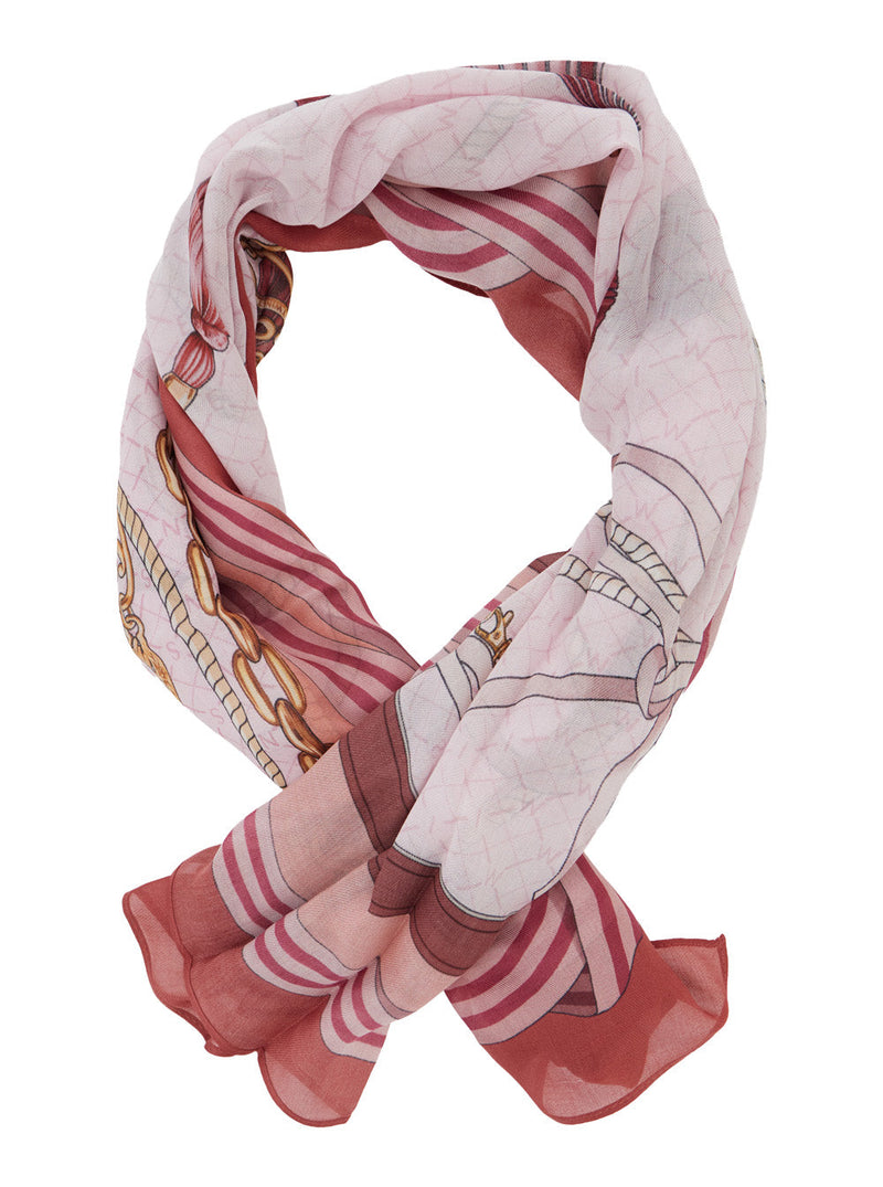 Twinset Chain And Stripe Modal Scarf — Multicolor Scarfs