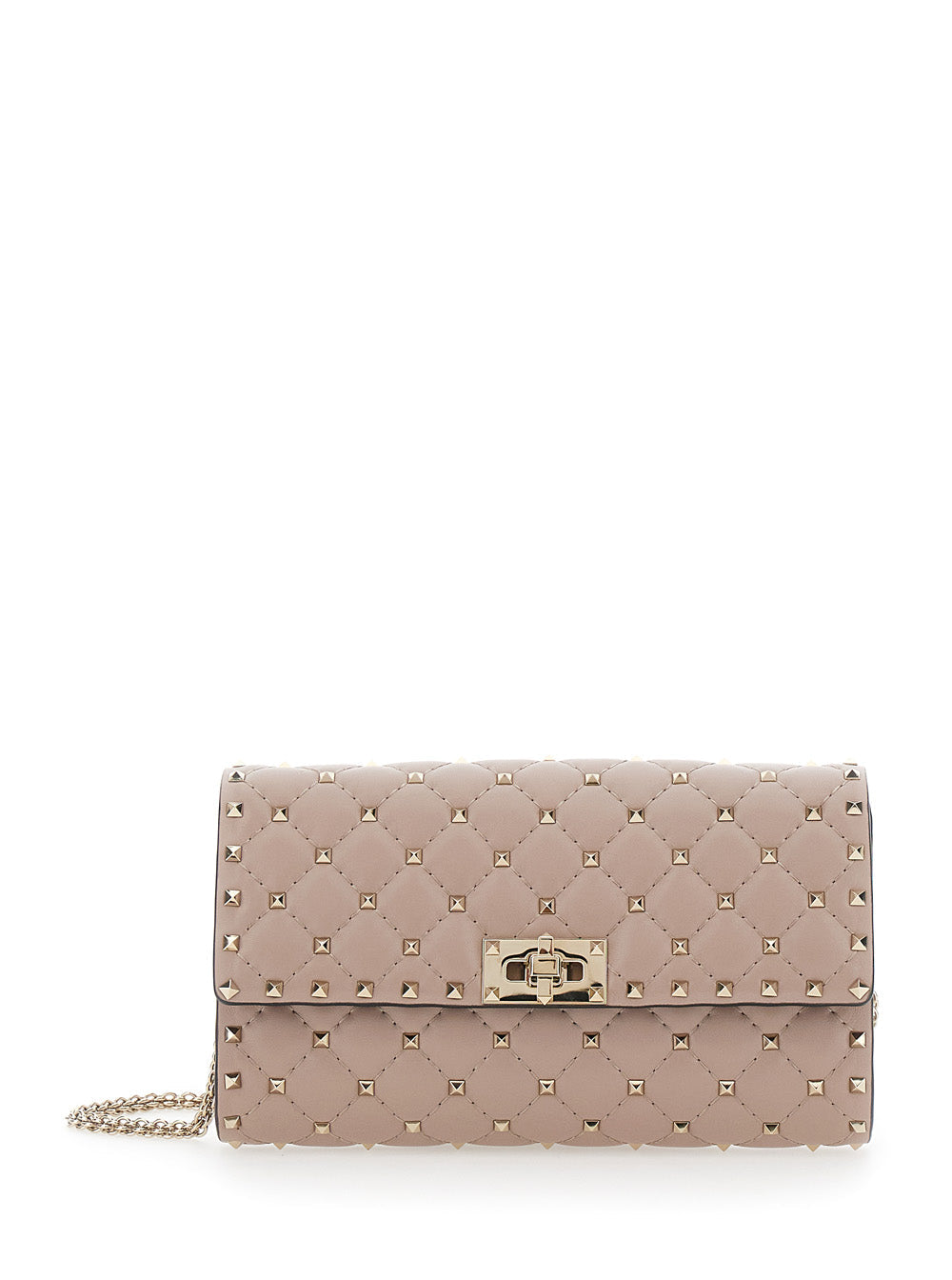 Valentino Garavani Rockstud Shoulder Bag — Pink Lamb Leather