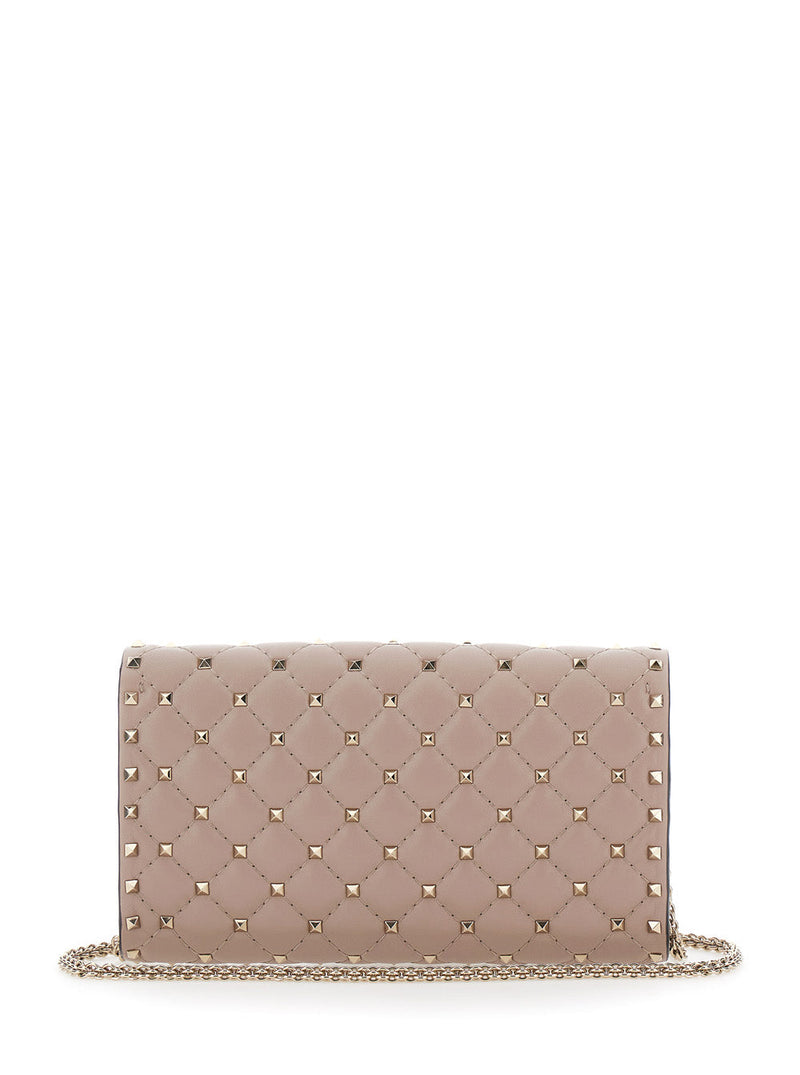 Valentino Garavani Rockstud Shoulder Bag — Pink Lamb Leather