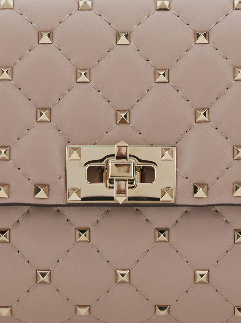 Valentino Garavani Rockstud Shoulder Bag — Pink Lamb Leather
