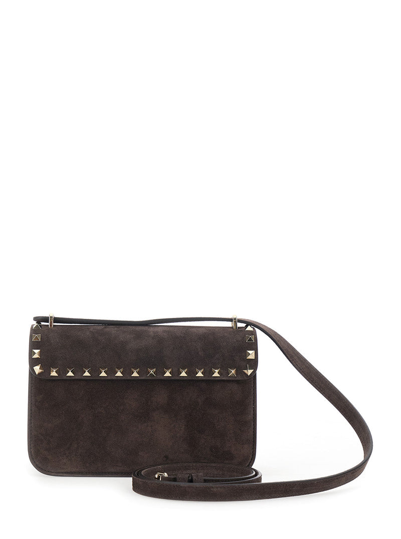 Valentino Garavani Rockstud Crossbody Bag — Brown Lamb