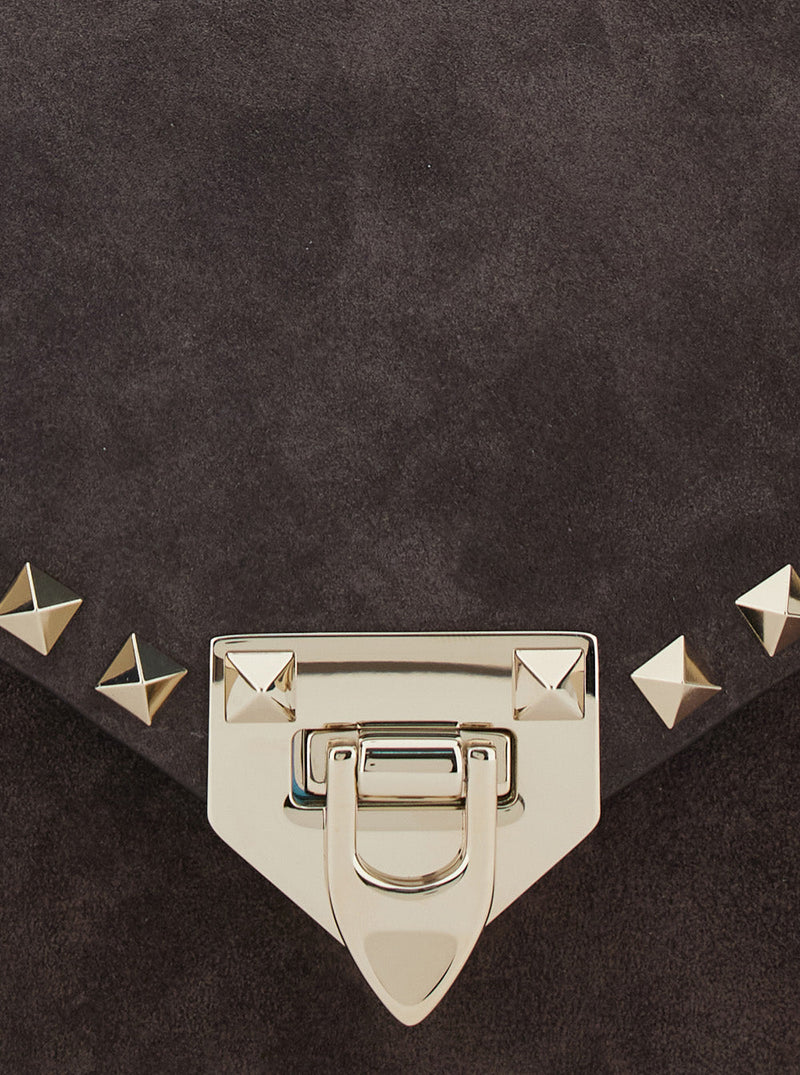 Valentino Garavani Rockstud Crossbody Bag — Brown Lamb