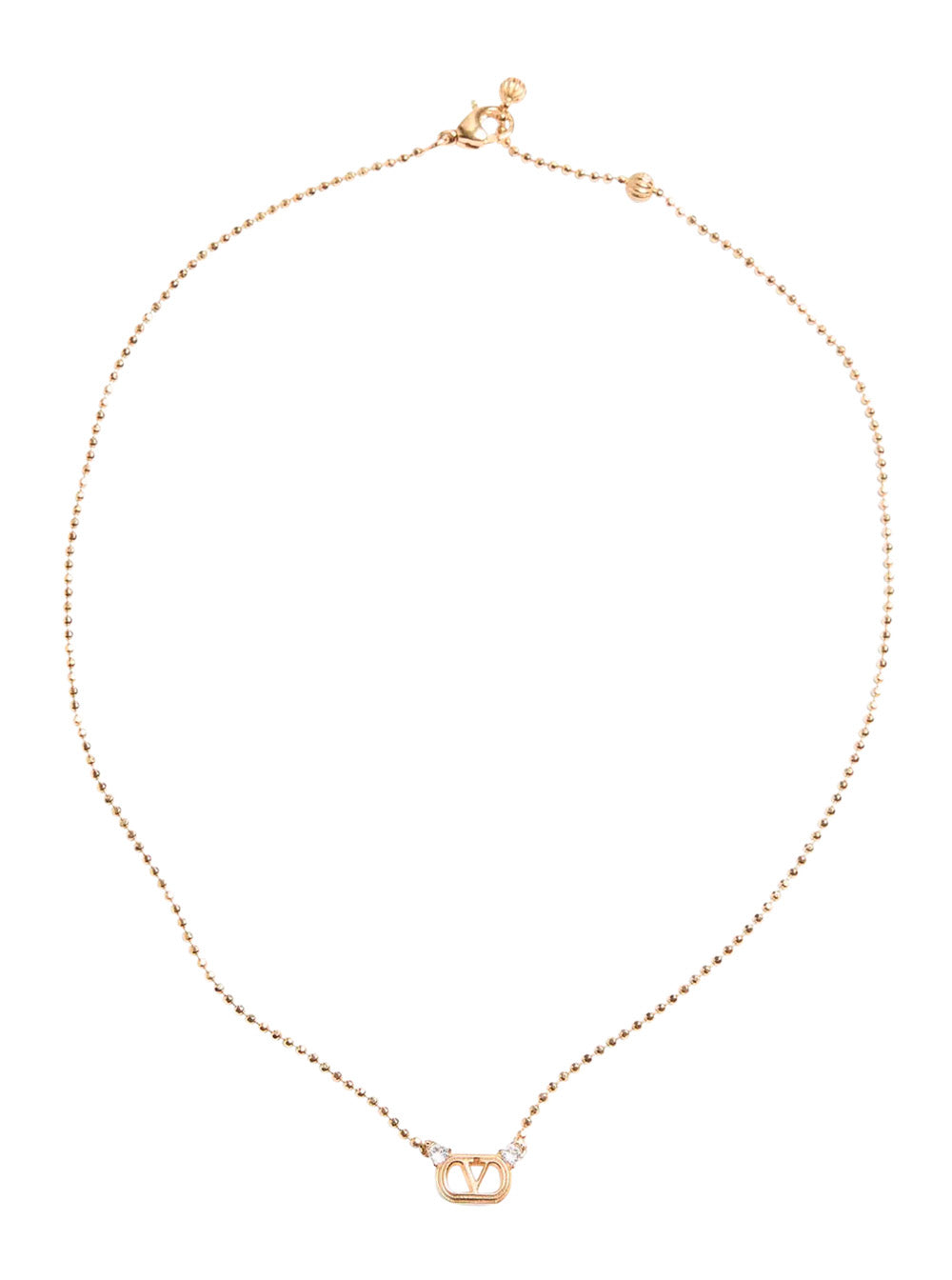 Valentino Garavani Vlogo Plaque Necklace — Gold Brass Necklaces