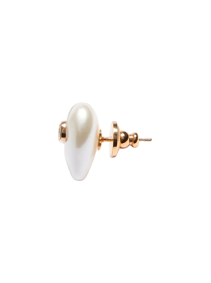 Valentino Garavani Pearl And Vlogo Stud Earrings — White Brass