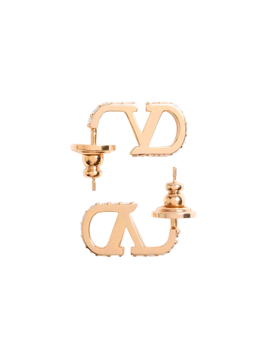Valentino Garavani Vlogo Rhinestone-Embellished Earrings — Bronze