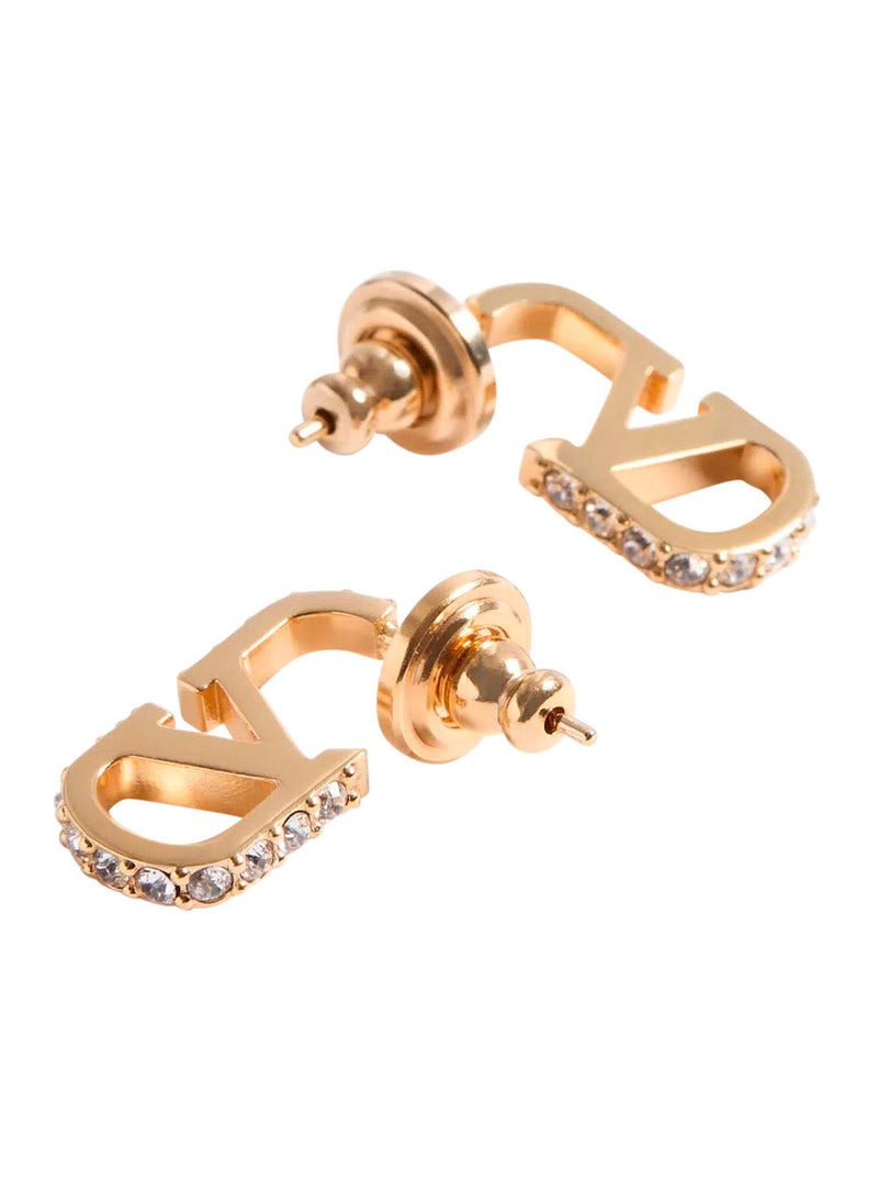 Valentino Garavani Vlogo Rhinestone-Embellished Earrings — Bronze